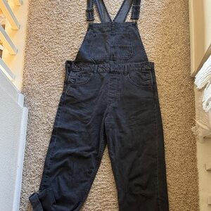 We The Free Black Denim Overalls with Front Bib Pocket